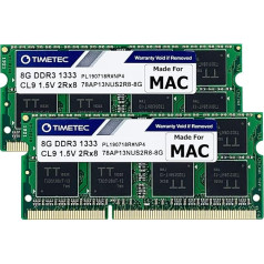 Timetec Hynix IC Apple DDR3 1333MHz PC3-10600 SODIMM atmiņas jauninājums MacBook Pro 13/15/17 collu agrīna/vēlna 2011, iMac 21,5 collu vidēja/vēlna 2010/2011, 27 collu vidēja 2010/2011, Mac mini 5.1 & 5.2 vidēja 2011