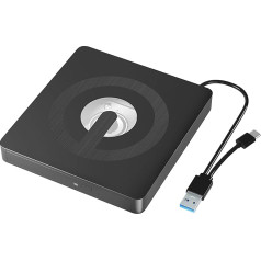 YAODHAOD ārējais DVD diskdzinis Ārējais USB 3.0 DVD ierakstītājs, +/-RW ROM optiskais disks Ārējais DVD ierakstītājs klēpjdatoram, galddatoram, datoram, Mac Windows 11/10/8/7, Mac, Linux OS