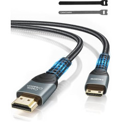 CableCreation Mini HDMI uz HDMI kabelis Mini HDMI kabelis 3 m, ātrgaitas 4K60Hz, 3D, HDR, ARC, saderīgs ar Raspberry Pi Zero 2W, Canon kameru, videokameru, videokarti, portatīvo datoru, planšetdatoru, projektoru