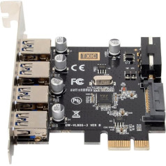 Cablecc U3-038 PCI-E uz USB 3.0 HUB PCI Express paplašināšanas kartes adapteris 5Gbps pamatplatēm