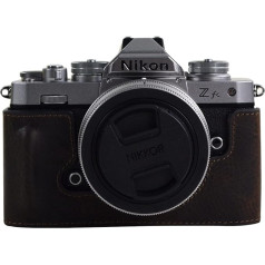 MUZIRI KIINOKOO Īstas ādas kameras futrālis, saderīgs ar Nikon Z FC ZFC ar apakšējo atveri un rokturi, kafijas, retro