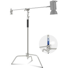 NEEWER C statīvs ar Boom Arm Pro 100% nerūsējošais tērauds, maksimālais augstums 10,8 ft / 330 cm Gaisa spilvens Lieljaudas fotogrāfiju gaismas statīvs ar 4,2 ft / 128 cm atbalsta roku monolīta softboksa atstarotājam