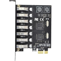 CY PCI-E uz USB 3.0 HUB PCI Express paplašināšanas adapteris ar 7 pieslēgvietām 5Gbps pamatplatēm