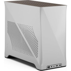 Fractal Design Era 2 ITX datorkorpusa korpuss sudraba krāsā - glīts anodizēts alumīnija korpuss, riekstkoka masīva virsma, atbalsta 3 slotu GPU, iekļauts PCIe 4.0 Riser kabelis