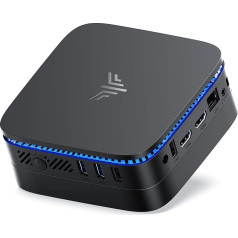 NiPoGi AK1PLUS Alder Lake-N N100 Mini PC (līdz 3,4GHz) 12GB LPDDR5 4800 MHz/256GB M.2 SSD, galda dators ar 4K @ 60HZ HD Dual Display, WiFi 2.4G/5G, RJ45 Ethernet, BT4.2, TDP 15W, VESA atbalsts