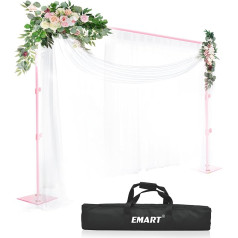 EMART Sturdy Photo Background Stand, 2 x 3 m, Adjustable Backdrop Stand Kit with Steel Base for Parties, Wedding Arch, Balloon Arch, Birthday Decorations, Photo Studios - Pink