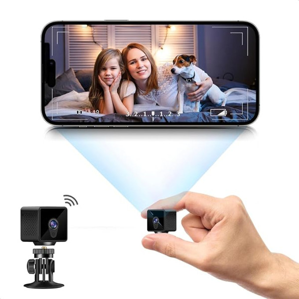 Mini kamera, 2K HD Mini novērošanas kamera tiešraide mobilajā tālrunī Mobilā tālruņa lietotnes kameras novērošana Iekštelpu WiFi video novērošana ar akumulatoru Maza WiFi bērnu monitora drošības kamera Kustības sensors