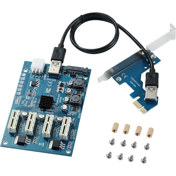 YBBOTT PCI-E X1 līdz 4 PCI-E X1 slots, PCI Express Multiplier Riser karte Bitcoin Miner ierīce