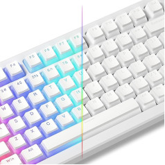 LQXQ Pudinga taustiņu vāciņi PBT 100% tastatūras 130 taustiņiem, spīdīgi taustiņu vāciņi, pielāgotie tastatūras taustiņu vāciņi, OEM profils 100%, 75%, 65%, 60% MX-stem slēdžu tastatūrām, balts (ISO DE nav atbalstīts)