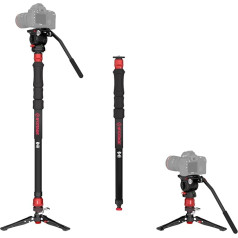 IFOOTAGE Cobra 3 Strike Monopod A150S-III ar K5S Komodo Fluid Head, Video Head, Pedal Lock Base Minipods piedāvā viena līmeņa augstuma regulēšanu, tas var nest ne vairāk kā. 11 lbs/5 kg slodzi