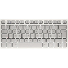 CHERRY KW 7100 MINI BT FOR MAC, kompakta Mac tastatūra ar 3 Bluetooth kanāliem, vācu izkārtojums (QWERTZ), bezvadu vairāku ierīču tastatūra, mēnessgaismā balta