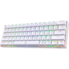 Redragon K630 Dragonborn 60% vadu RGB spēļu tastatūra, 61 taustiņš, kompakta mehāniskā tastatūra ar taktiliem brūniem slēdžiem, Pro draiveru atbalsts, balta krāsā