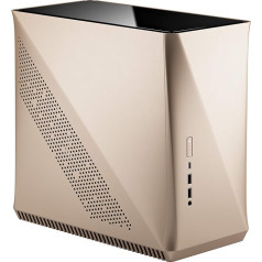 Fractal Design Era ITX Gold - Rūdīts stikls - Mini-ITX korpuss - Maza izmēra - Saderīgs ar ūdens dzesēšanu - USB Type-C - Alumīnijs