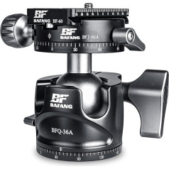 BF BAFANG Camera Ball Head statīva galva, 36 mm statīva galva ar 1/4 collu ātrās atbrīvošanas plāksnīti un līmeņrādi statīvam, monopodam, DSLR kamerai, maksimālā slodze 10 kg, melns