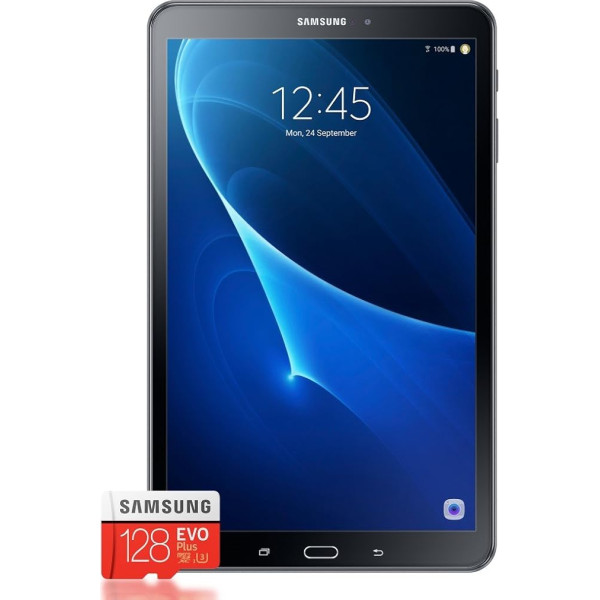 Samsung Galaxy Tab A T580 25,54 cm (10,1 collu) planšetdators (1,6 GHz Octa-Core, 2 GB RAM, 32 GB eMMC, Wifi, Android 6.0) Black + Samsung Evo Plus Micro SDXC 128 GB