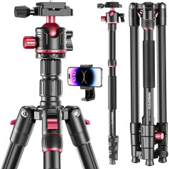 CAMBOFOTO 200 cm Camera Tripod, 360° Ball Head, Professional Aluminium Tripod and Monopod with Carry Case, Compatible with Canon (Weight 1.5 kg, 6.8 kg Load Capacity)