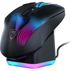 Turtle Beach Kone XP Air – Kabellose, anpassbare und ergonomische RGB-Gaming-Maus, Bluetooth, optischer Sensor 19K DPI, bis zu 100-Stunden-Akku und Ladestation - Schwarz