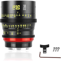 Meike 50mm T2.1 pilna kadra platleņķa objektīvs ar manuālu fokusēšanu Canon EF montāžai un kinokamerām ZCAM E2-F6, E2-F8, Canon EOS C500 Mark II un S35 EOS C100 Mark II, EOS C200, Zcam E2-S6 6K