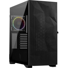 Noua Iron V7 Black Case ATX PC Gaming 0.80mm SPCC 3x USB3.0/2.0 PWM Dual Halo RGB Addressable 5V priekšējais siets un rūdīta stikla sānu plāksne ar eņģēm (HxWxL: 493x448x233mm)