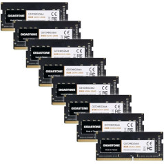 【DDR4 RAM】GIGASTONE 64GB komplekts (8x8GB) DDR4 2666MHz (2400MHz vai 2133MHz) PC4-21300(PC4-19200/17000) CL19 1.2V SODIMM 260Pin Non-ECC Unbuffered Notebook portatīvo datoru augstas veiktspējas darba uzlabošana