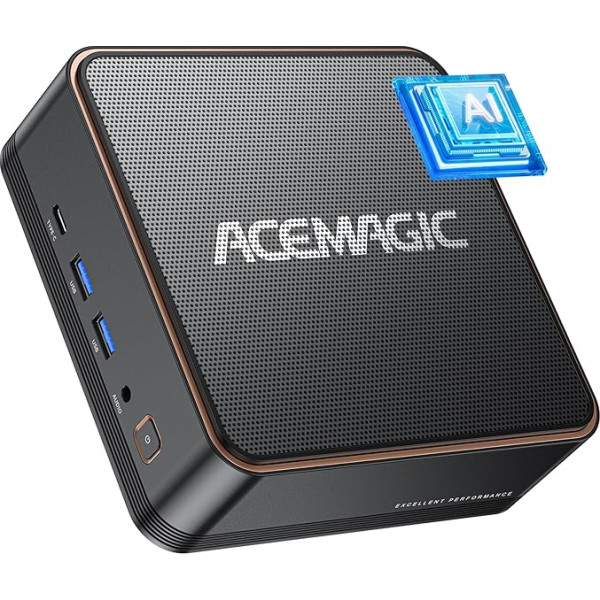 ACEMAGIC F2A AI Mini PC, Ultra 5 125H (AI Boost NPU, 14 kodolu), 32GB DDR5, 1TB NVME SSD, Intel Arc Graphics, WiFi7, Bluetooth 5.4, Bluetooth 5.4, mikro galda dators spēlēm, dizainam un dažādiem uzdevumiem