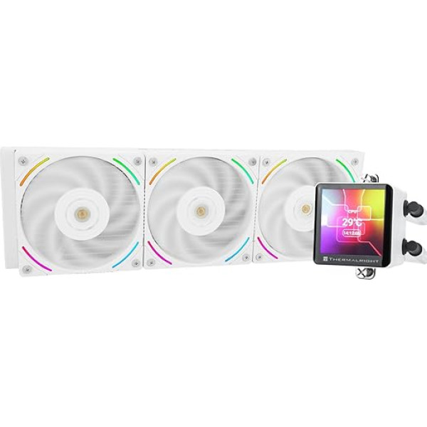 Thermalright Frozen Vision 360 White AIO ūdens dzesētājs, 2,88 collu kvadrātveida IPS LCD ekrāns, 2150 RPM ātrums, saderīgs ar AMD/AM4/AM5 un Intel 1150/1151/1200/20XX/1700