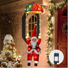 Auting LED izpletnis Santa Fairy Lights, 8 režīmi Ziemassvētku apgaismojums ar taimeri, atmiņas funkcija, karājas Ziemassvētku apgaismojums iekštelpu āra logu Ziemassvētku rotājumiem (silti balta)