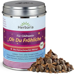 Herbaria Oh Du Fröhliche bio 70 g M-Tin - bioloģisks garšvielu maisījums karstvīnam, punčam, Feuerzangenpunch un ziemas tējas baudīšanai - ar izsmalcinātām sastāvdaļām - ilgtspējīgā, aromātu aizsargājošā skārdenē