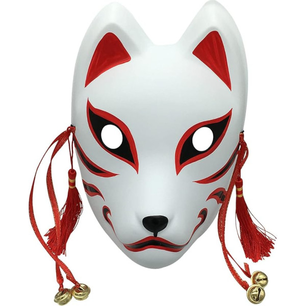 YangYong Fuchsmaske, mittelgroße Kitsune Kabuki-Maske für Jungen, japanische Comic-Anime-Thema-Kostümmaske für Maskenball, Party, Halloween