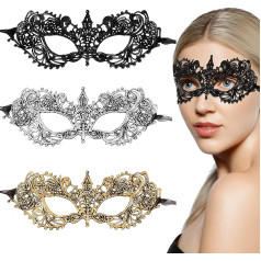 3 masku masku komplekts Mežģīņu balles maskas Karnevāla Venēcijas pusmaska Seksīga mežģīņu acu maska Masku maskas Kostīmu maskas Kostīmu pusei Cosplay Sievietes Meitenes Dāmas Pāri Halloween Karnevāls