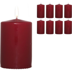 Candelo 8 sveču komplekts Ziemassvētku sveces - tumši sarkanas - 5,8 cm x 12 cm - Ziemassvētku sveces Adventes vainagam - Adventes sveces Ziemassvētku dekorēšanai