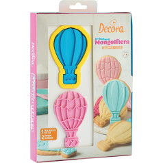 Decora 0255035 3D karstā gaisa balona cepumu izgriezēji un marķieri Plastmasas ideāls komplekts dekorēšanai ar cukura vai gumijas pastu Ražots Itālijā Oriģināls dizains Iepakojumā ir