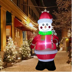 FunsLane 7,2 ft Ziemassvētku piepūšamais sniegavīrs, milzīgs Ziemassvētku Santa Klauss piepūšamais ar LED gaismām Fun Blow Up Xmas sniegavīrs iekštelpu āra dārza Ziemassvētku rotājumiem