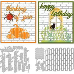 INFUNLY Word Die Cut Brick Wall Background Cutting Dies Happy Birthday Die Cut Ziemassvētku karšu izgatavošanai Scrapbooking Diary Ziemassvētku albums Decor