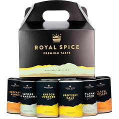 Royal Spice - Nice to Spice Box 630 g - BBQ garšvielu dāvanu komplekts / degustācijas komplekts - 6 unikālu garšvielu maisījumu un sauso marināžu/marināžu komplekts