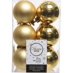 Packung mit 12 goldenen Christbaumkugeln, ideal für einen glänzenden und eleganten Touch für Ihre Weihnachtsdekoration, Durchmesser 6 cm, perfekt für viens Stil.