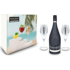 Scavi & Ray Bling Bling Bling Schwarz Glitzer Giftbox Geschenkset - Scavi & Ray Prosecco Frizzante 0,75l (10% Vol) + 2x Prosecco Gläser -[Enthält Sulfite]