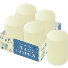 Hyoola Ivory Pillar Candles 5 x 7,5 cm - Nekoncentrētas sveces, lielas - 4 gabaliņi - sveces ar ilgu degšanas laiku, ražotas ES