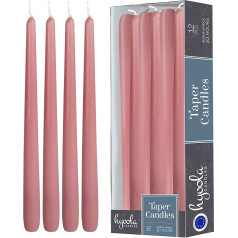 Hyoola Taper Candles - 30 cm tumši rozā krāsas galda sveces bez pilienu novadīšanas - sveces ar ilgu degšanas laiku 10 stundas - 12 gab. iepakojumā