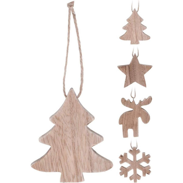 Zarivy Weihnachtsdekoration zum Aufhängen aus Holz, 10 cm, erhältlich Modellen, perfekt, um Ihr Zuhause zu dekorieren und Ihren Feierlichkeiten einen festlichen,