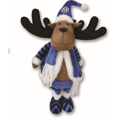 Inter, Weihnachtsrentier zur Dekoration Ihres Hauses, Geschenkidee, Höhe 57 cm, Schwarz und Hellblau, Zusammensetzung Polyester und Holz, offizielles Produkt