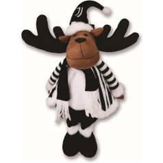 Juventus, Weihnachtsrentier zur Dekoration Ihres Hauses, Geschenkidee, Höhe 34 cm, Weiß und Schwarz, Zusammensetzung Polyester und Holz, offizielles Produkt