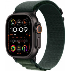 Pulkstenis ultra 2 gps + mobilais, 49 mm titāna apvalks melnā krāsā ar alpine l joslu tumši zaļā krāsā