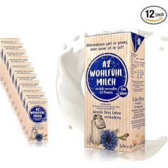 A2 Feel-Good Milk H-Full Milk 3,8% katrā 1 litra iepakojumā 12 gabaliņos - izturīgs olbaltumvielu piens Govs piens, kas iegūts no sugām atbilstošas dzīvnieku audzēšanas ar vērtīgām A2 olbaltumvielām - piens bez ģenētiskās inženierijas