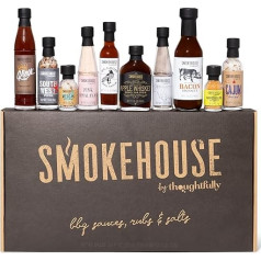 Дегустационный набор Smokehouse by Thoughfully BBQ - подарочная коробка с веганскими соусами, солями и сухими маринадами для барбекю - набор из 10 штук