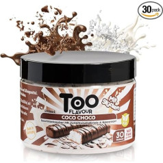 Too Flavour Coco Choco Aroma pulveris, ar tumšo šokolādi un kokosriekstu, tikai 11 kcal vienā porcijā, piemērots ēdienu un dzērienu aromatizēšanai un daudz kam citam, Sastāvs: 30 porcijas