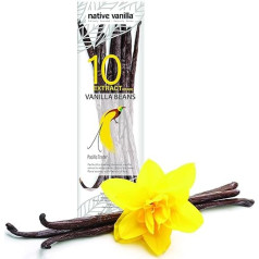 Native Vanilla - Tahitijas vaniļas pākstis vaniļas ekstraktam, 10 gab., 11-14 cm, augstas kvalitātes pākstis.