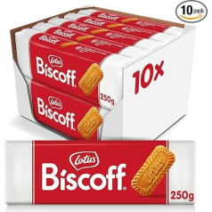 Lotus Biscoff | Oriģinālie karamelizētie cepumi | Unikāla kraukšķīga garša | Vegāni | Bez mākslīgiem aromatizētājiem un krāsvielām | 10 x 250 g | 2,5 kg