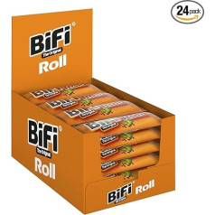 BiFi Rullītis Salami uzkoda pūkainā mīklā, oriģināla desu uzkoda uz ceļa, birojā vai sportošanas laikā, ar pipariem, koriandru un ķiplokiem, 24 gab. (24 x 45 g)