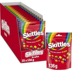 Skittles Fruits, augļu Kaubonbons, 136g (1x15 maisiņu)